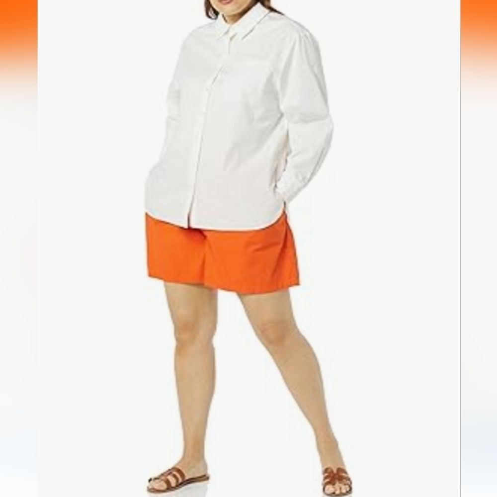 The Drop White Cotton Kendra Loose Fit Long Button Down Shirt Size 3X NWT
